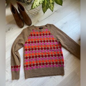 J. Crew Brown and Pink Argyle Sweater